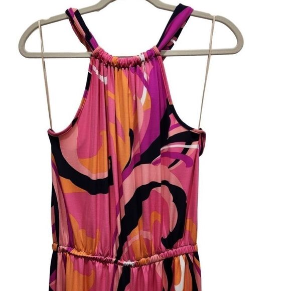 New! Trina by Trina Turk Tropical Print Halter Juju Jumpsuit - Picture 3 of 7